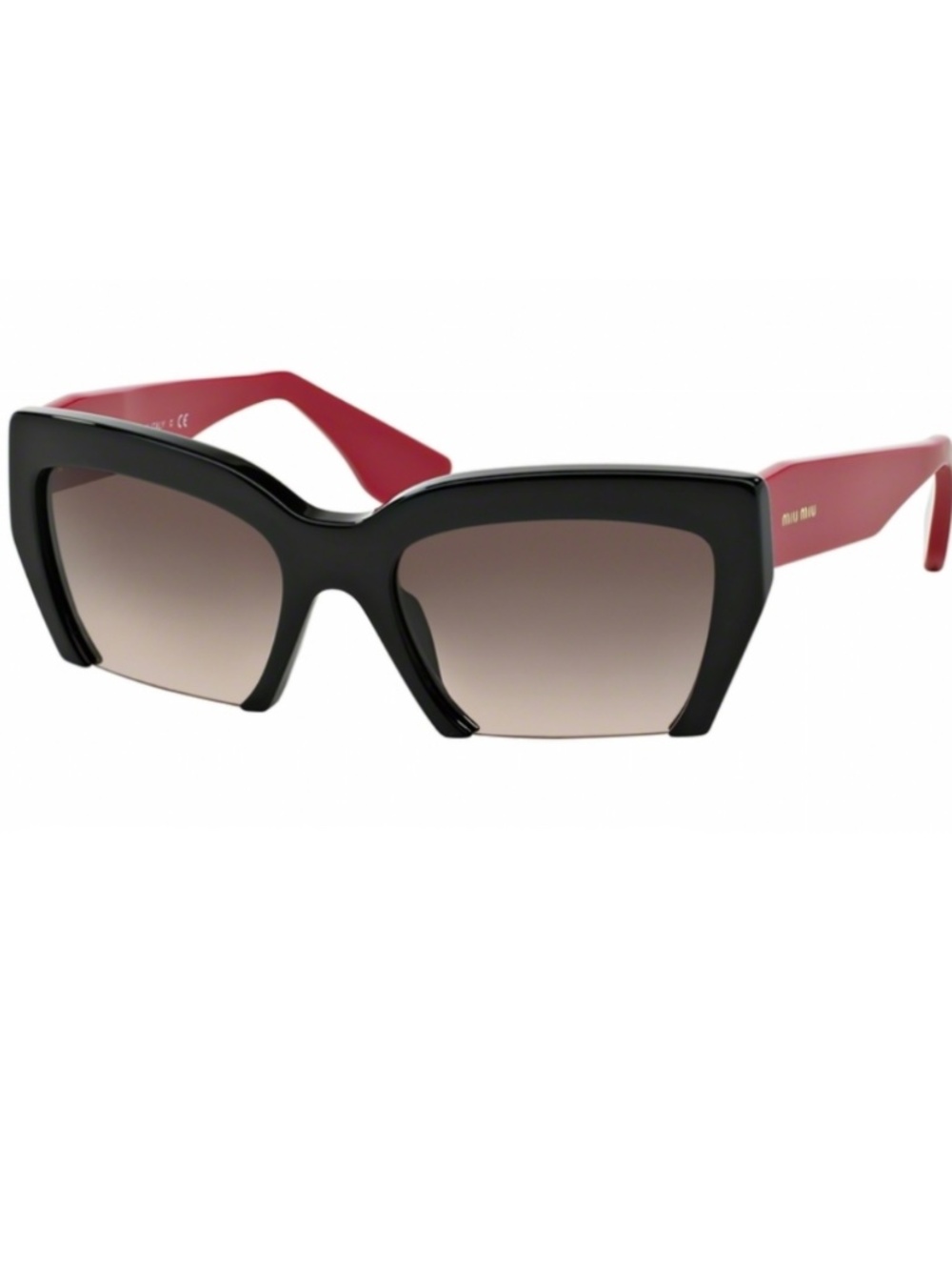 Miu Miu Black Cat Eye Gradient SMU 110S Rasoir Half Rim Sunglasses